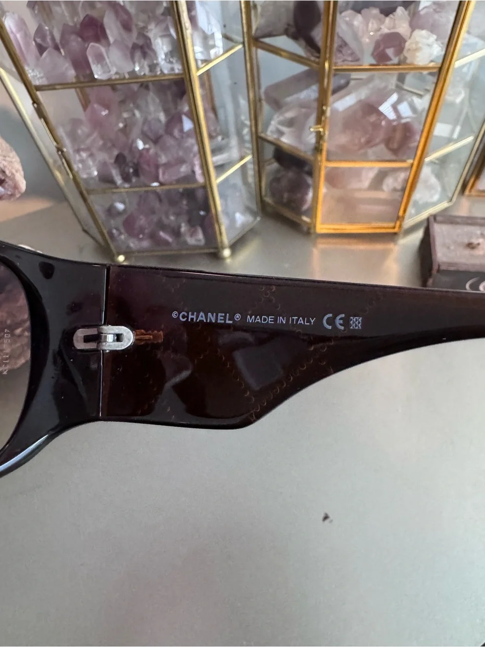 CHANEL5080-B Brown Crystal-Accented Tortoise Sunglasses